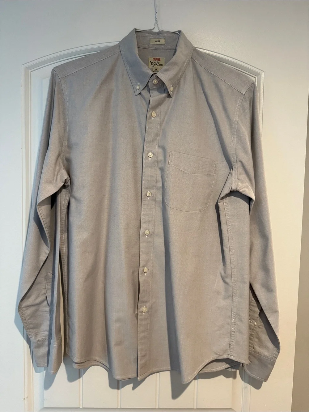 J. Crew Men's Light Gray Button-Down Oxford Shirt - Single Pocket